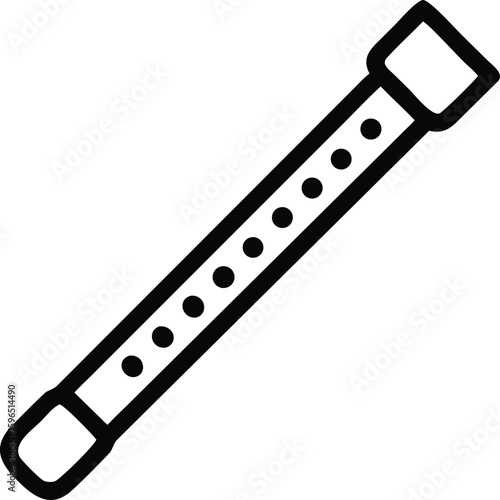 Monochrome Vector Illustration of a flute Musical Instrument Icon