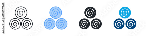 Hay Bale Icon Set Multiple Style. Designed In Outline, Blue, Glyph, Dual Tone