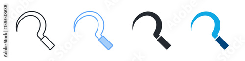 Sickle Icon Set Multiple Style. Designed In Outline, Blue, Glyph, Dual Tone