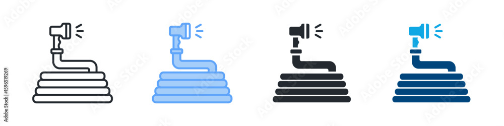 Fototapeta premium Garden Hose Icon Set Multiple Style. Designed In Outline, Blue, Glyph, Dual Tone