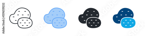 Potato Icon Set Multiple Style. Designed In Outline, Blue, Glyph, Dual Tone