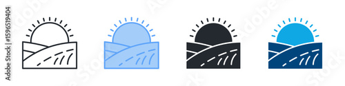 Vineyard Icon Set Multiple Style. Designed In Outline, Blue, Glyph, Dual Tone