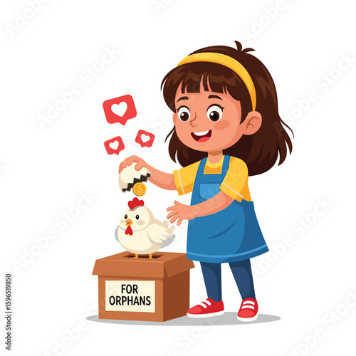 Playful Girl with Donation Box
