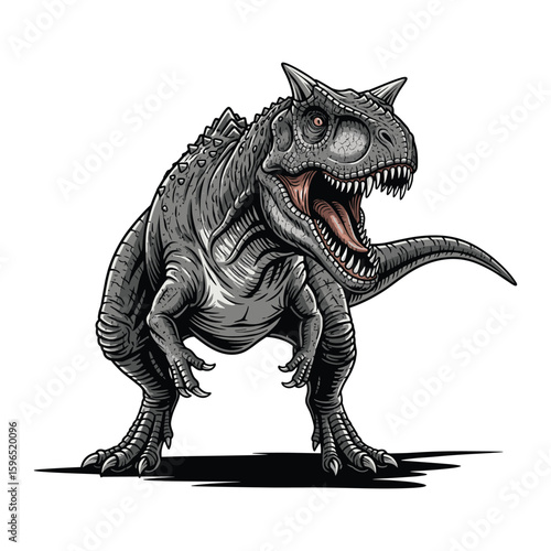 Carnotaurus Ready to Charge Forward Illustration isolated on white background