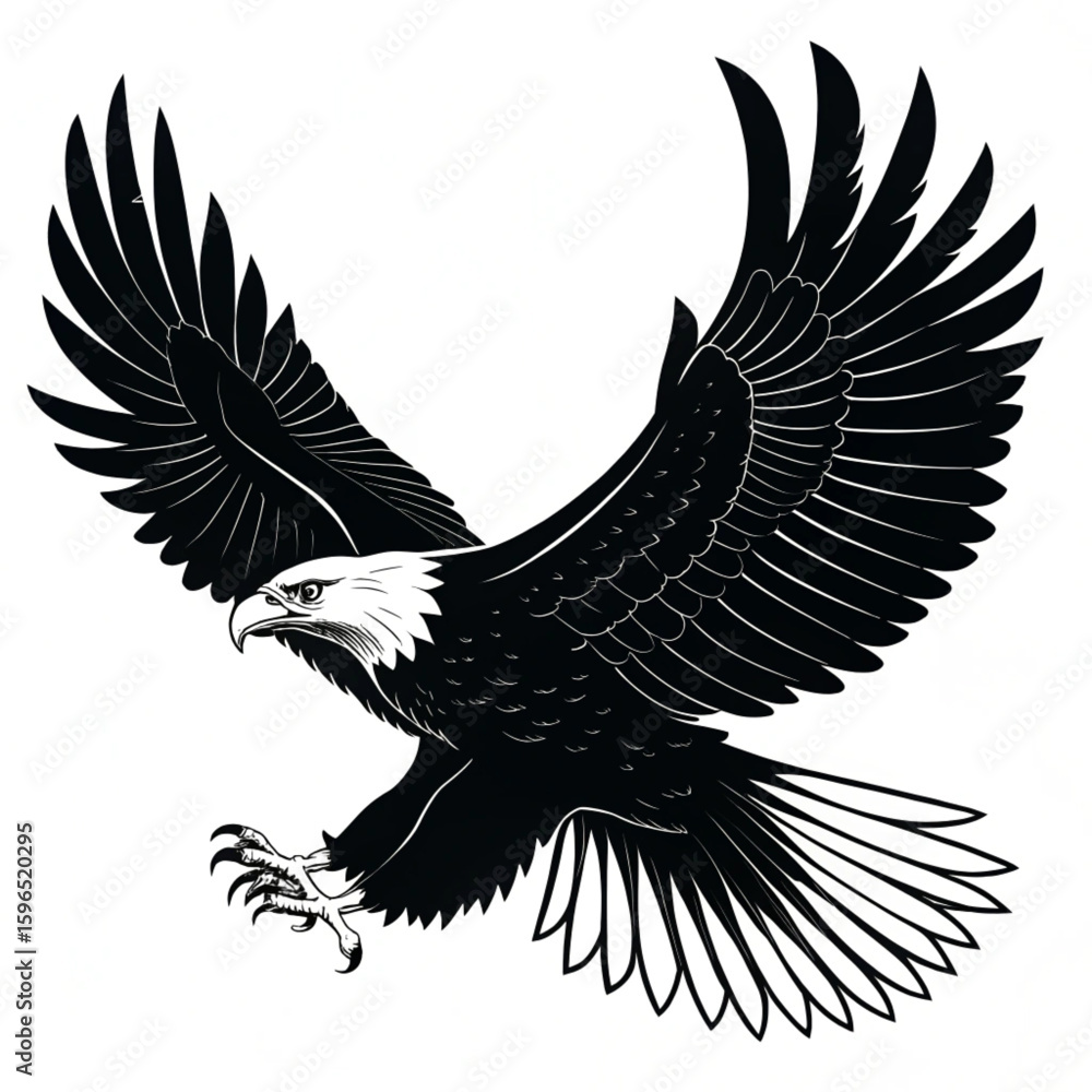 Obraz premium Eagle Soaring with Wings Spread Silhouette