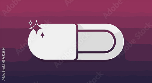 Shiny pill shape with subtle glow and smooth edges against gradient background