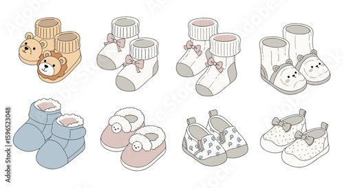 Adorable collection of baby booties for little feet offering comfort and style