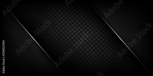 abstract metallic silver shiny color, black frame with dots. modern tech design vector template background