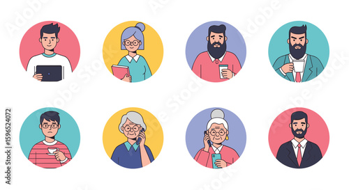 Diverse people avatars representing different ages genders professions and lifestyles