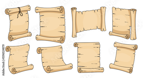 Collection of old scroll documents ready for your creative text and designs