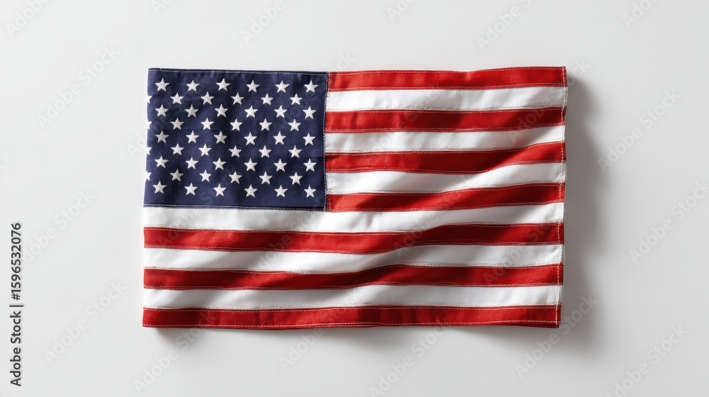 Obraz premium Evocative display of a folded American flag symbolizing patriotism and unity against a clean, minimalist backdrop