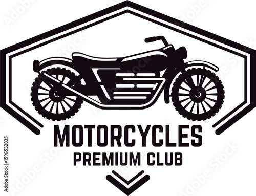 Stylish emblem showcasing classic motorcycle design, ideal for motorcycle clubs, enthusiasts, and apparel branding, combining vintage aesthetics with modern graphic elements