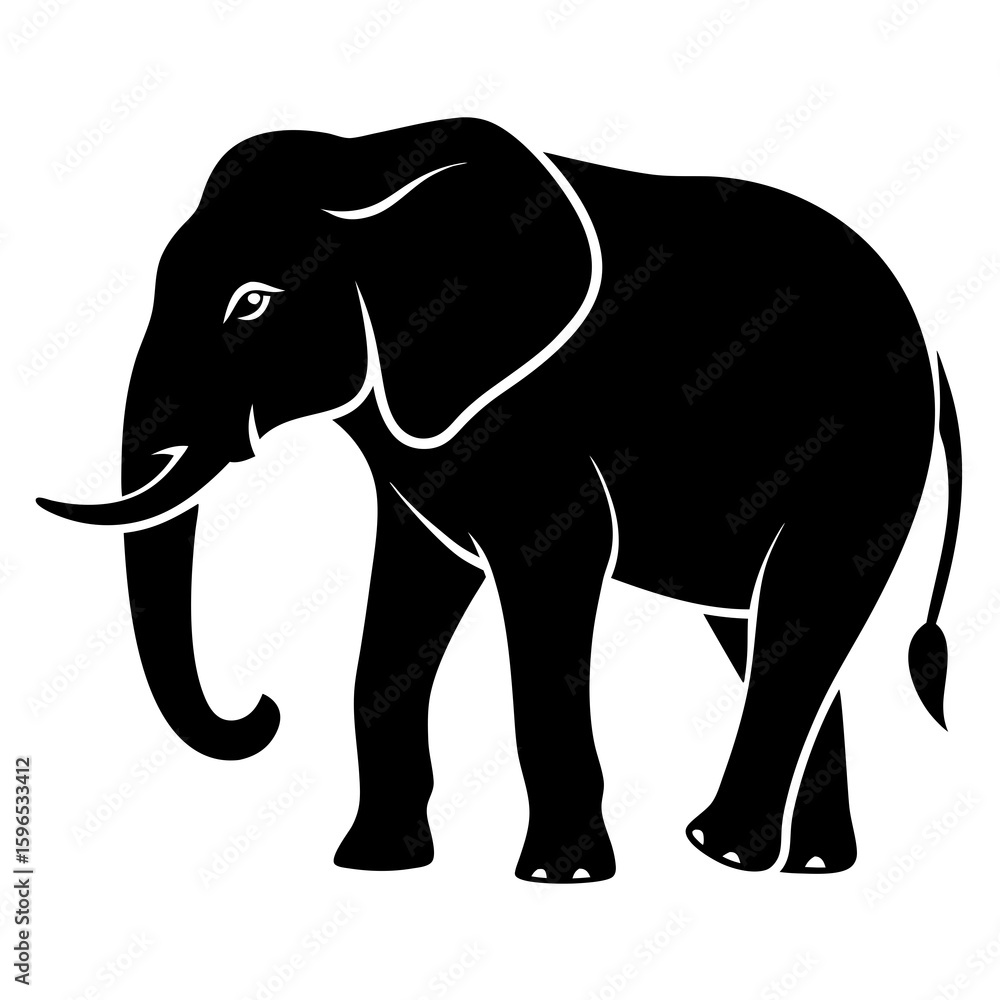 Fototapeta premium Minimal Elephant Black Vector