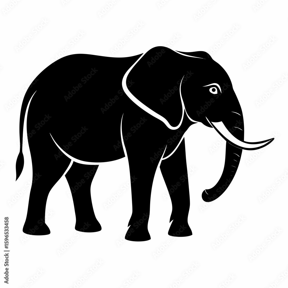 Fototapeta premium Minimal Elephant Black Vector
