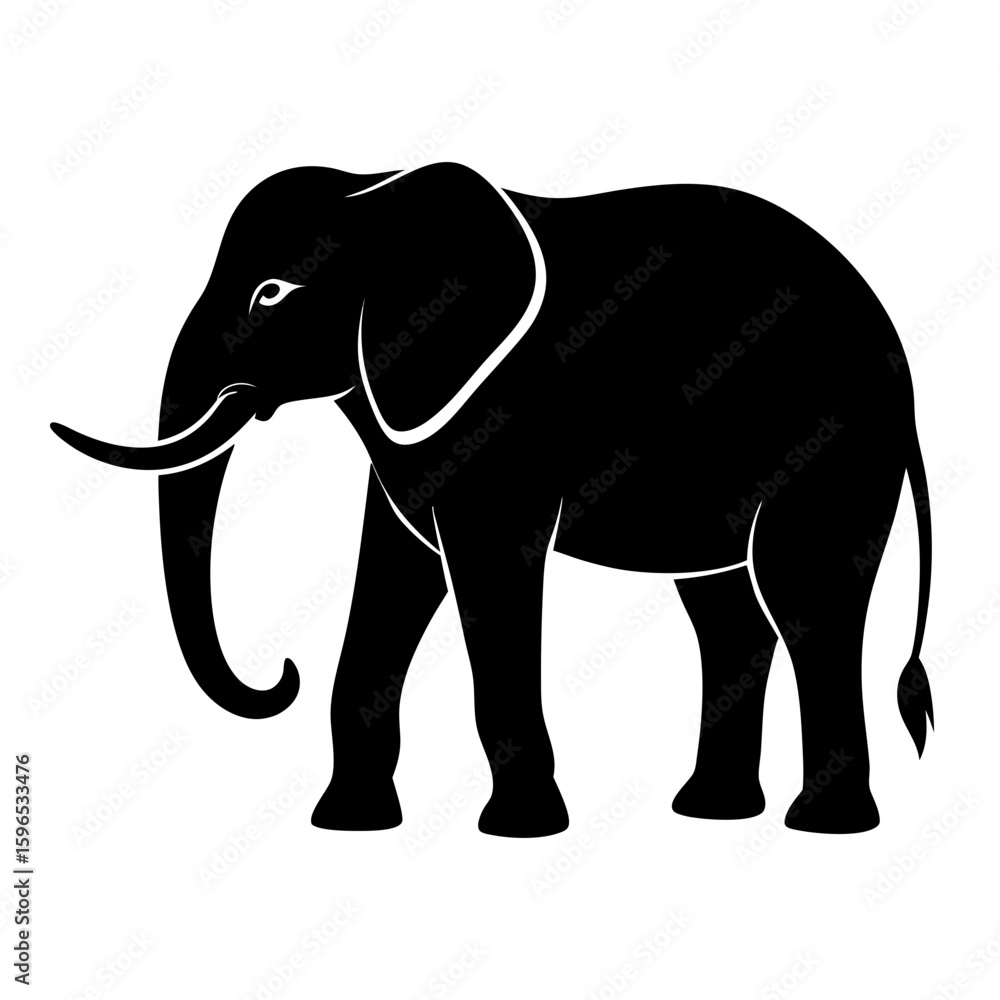Fototapeta premium Minimal Elephant Black Vector