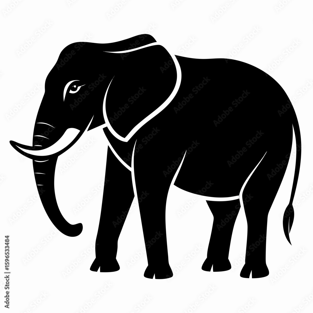 Fototapeta premium Minimal Elephant Black Vector