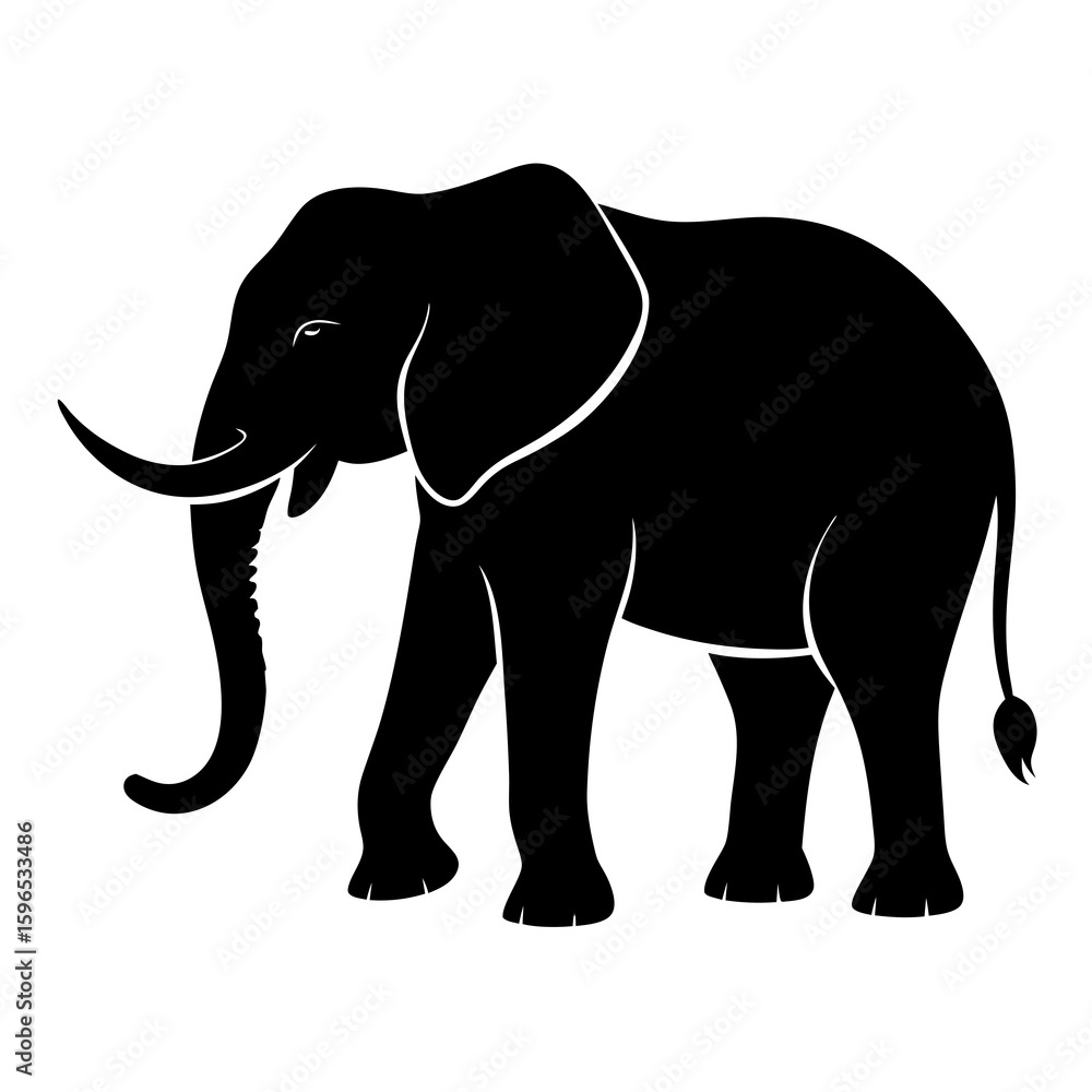 Fototapeta premium Minimal Elephant Black Vector