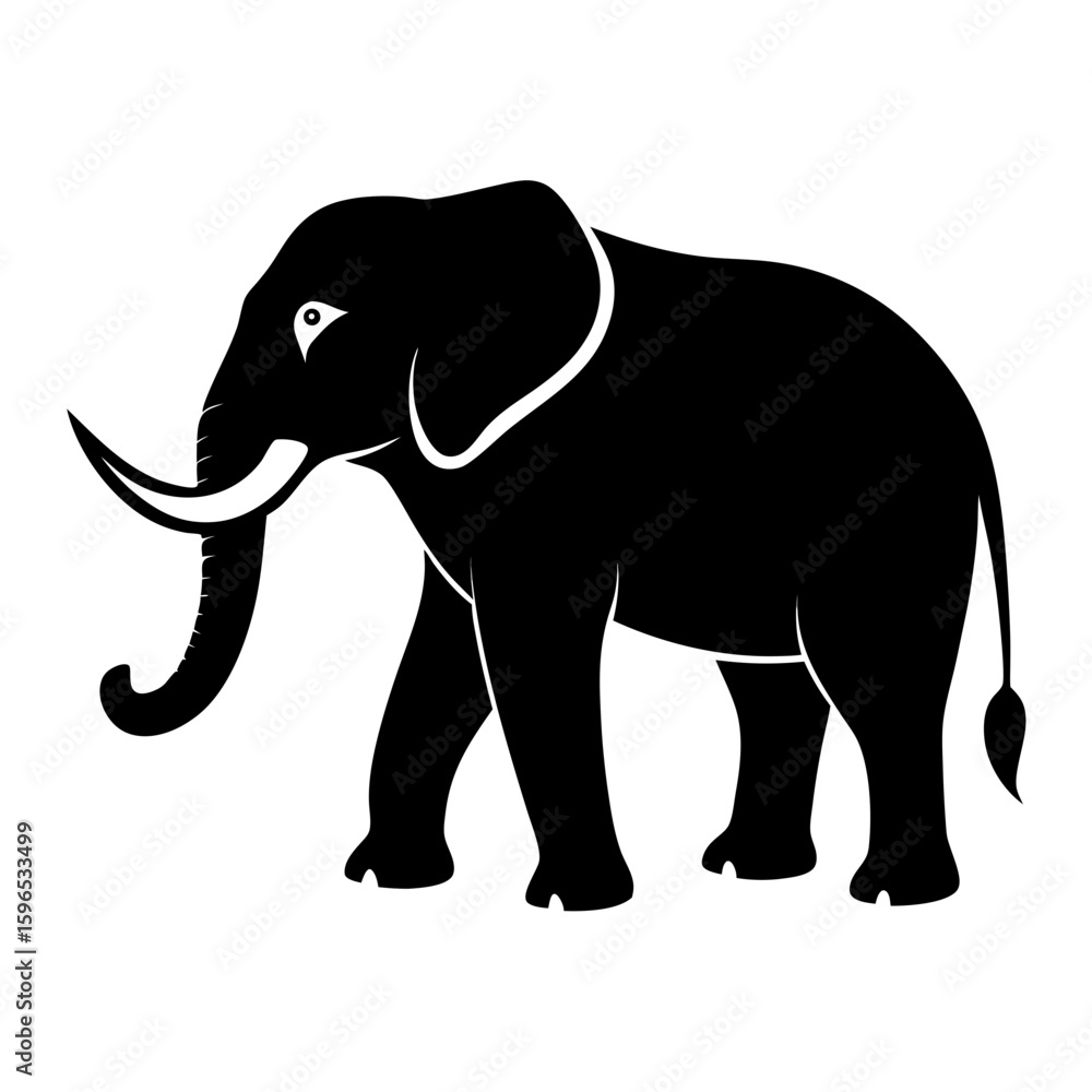 Fototapeta premium Minimal Elephant Black Vector