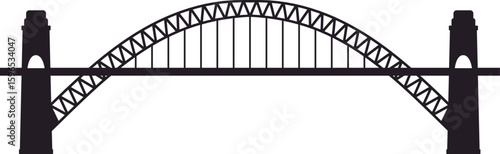 Clean silhouette of Sydney Harbour Bridge, an iconic steel through arch bridge, is a recognizable symbol of Sydney, Australia, and a popular tourist destination