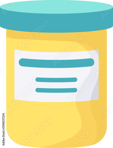Free Download Medical container featuring a blank label and a vibrant turquoise cap, prepared for filling with essential medicine, pills, or vitamins for effective treatment and health care - GFXLoad