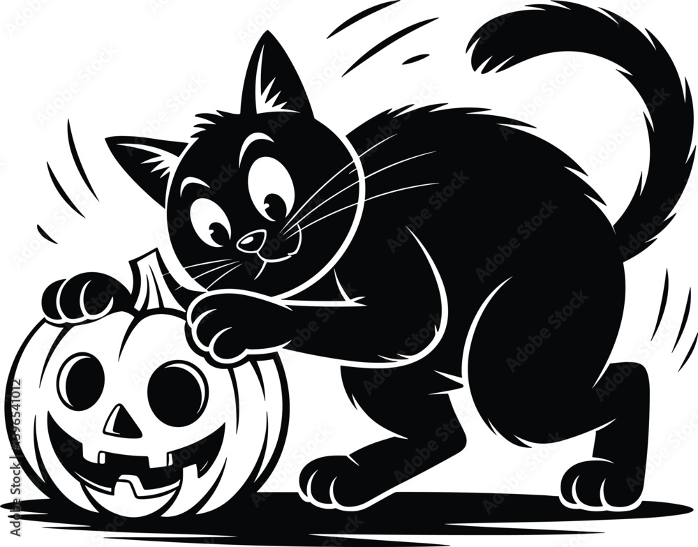 Fototapeta premium Happy halloween cat SVG, Black Cat SVG