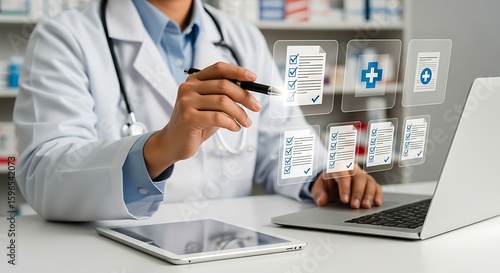 Doctor using digital technology for healthcare and medical records