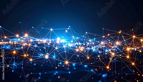 Wallpaper Mural Abstract network of glowing points and lines Torontodigital.ca