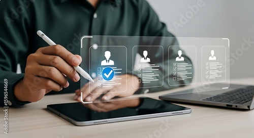 Wallpaper Mural Person selecting candidate from digital interface Torontodigital.ca