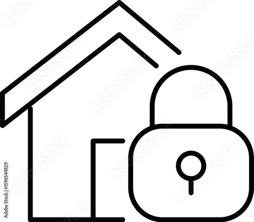 House and Lock Icon for Graphics, Concept, Apps