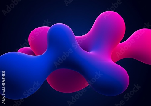 Abstract, fluid shapes blend together in vibrant blue and pink hues, creating a dynamic composition.