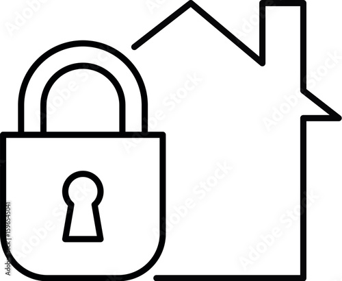 Sign of House and Lock for Graphics, Concept, Apps
