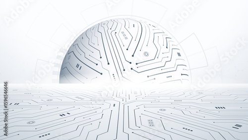 3D globe combined with circuit board pattern on circuit board. Global and network connections technology. digital transformation. Future cybernetic artificial intelligence. Vector illustration.