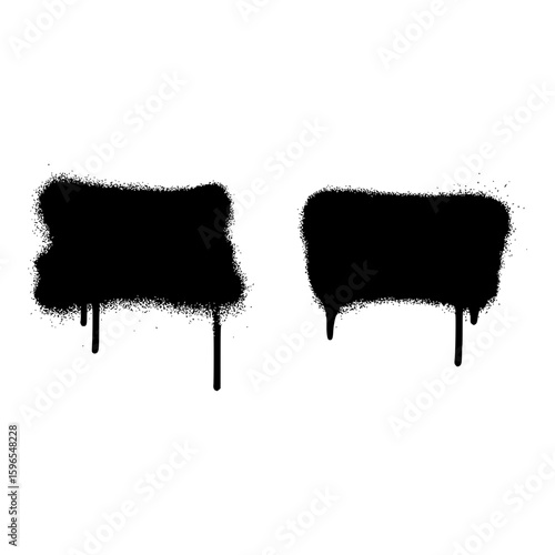 Black Spray Paint Splatter with Drips – Graffiti and Grunge Elements