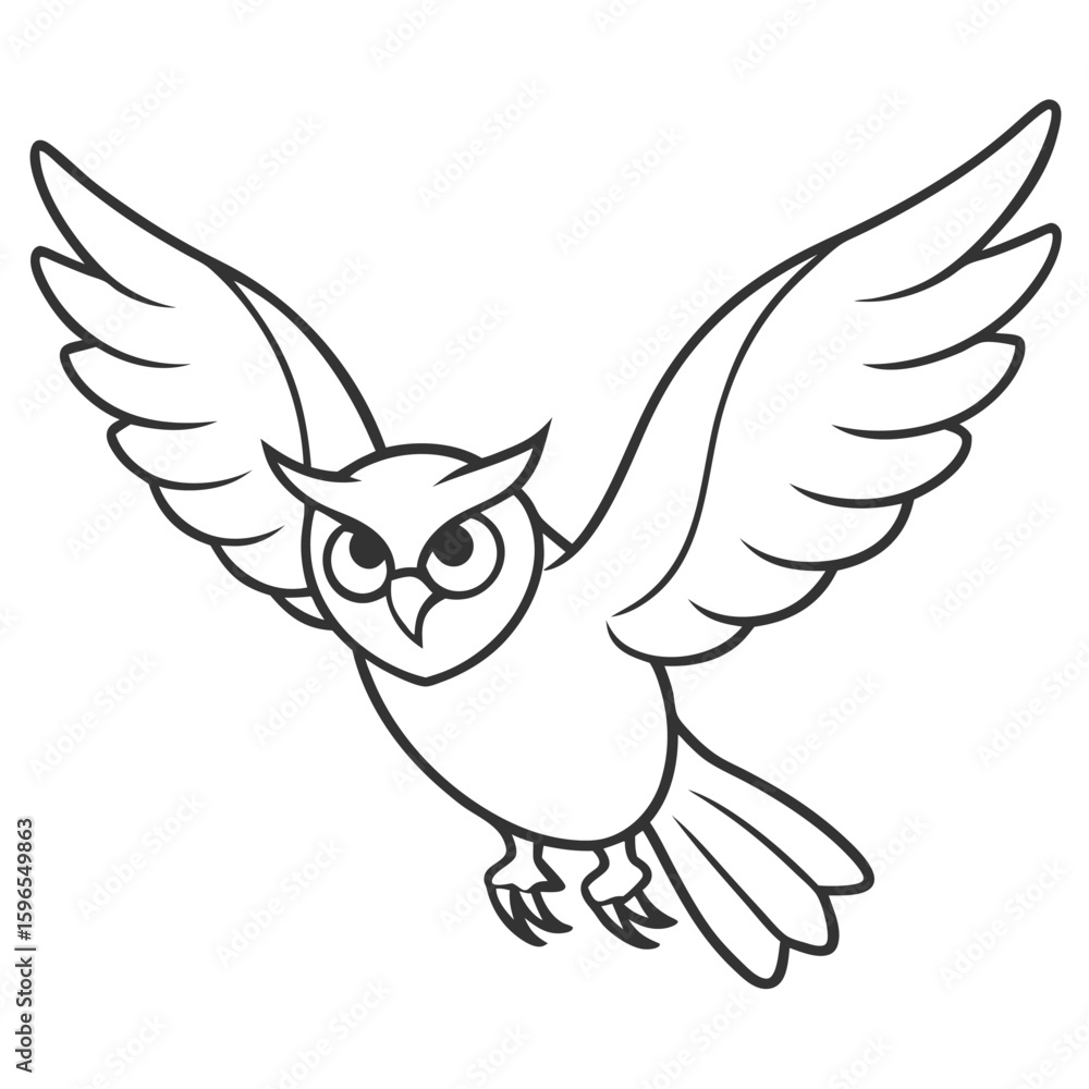 Fototapeta premium flying owl bird on white 