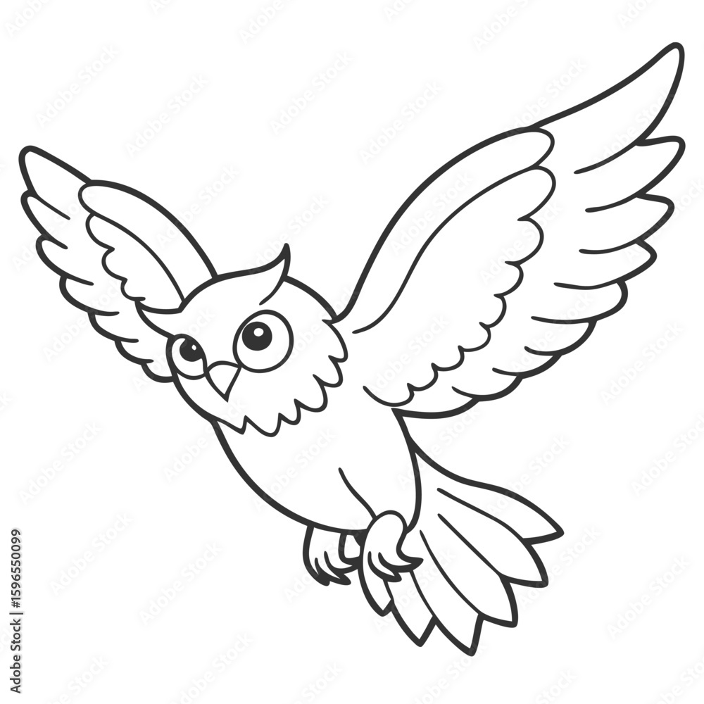 Fototapeta premium flying owl bird on white 