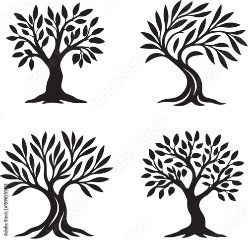 Set of  Olive Trees logo