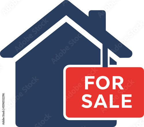 House icon with for sale sign in flat design style  