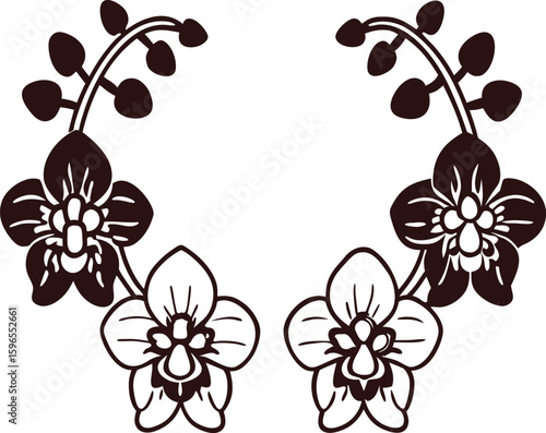 Dark brown orchid floral decorative elements flower botanical