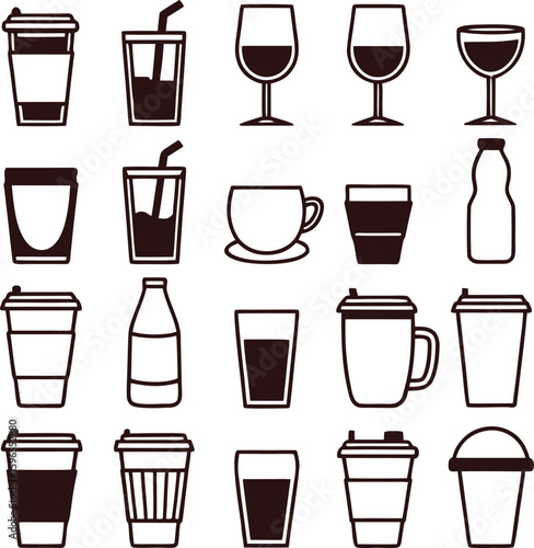 Various beverage containers and glasses bottle wine glass