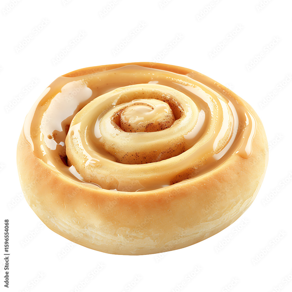 Fototapeta premium Golden Cinnamon Roll with Creamy Glaze