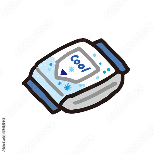 汗拭き冷感シートの手描きイラスト