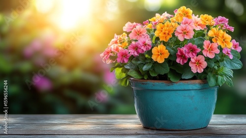Wallpaper Mural Vibrant flowers in a pot outdoors Torontodigital.ca