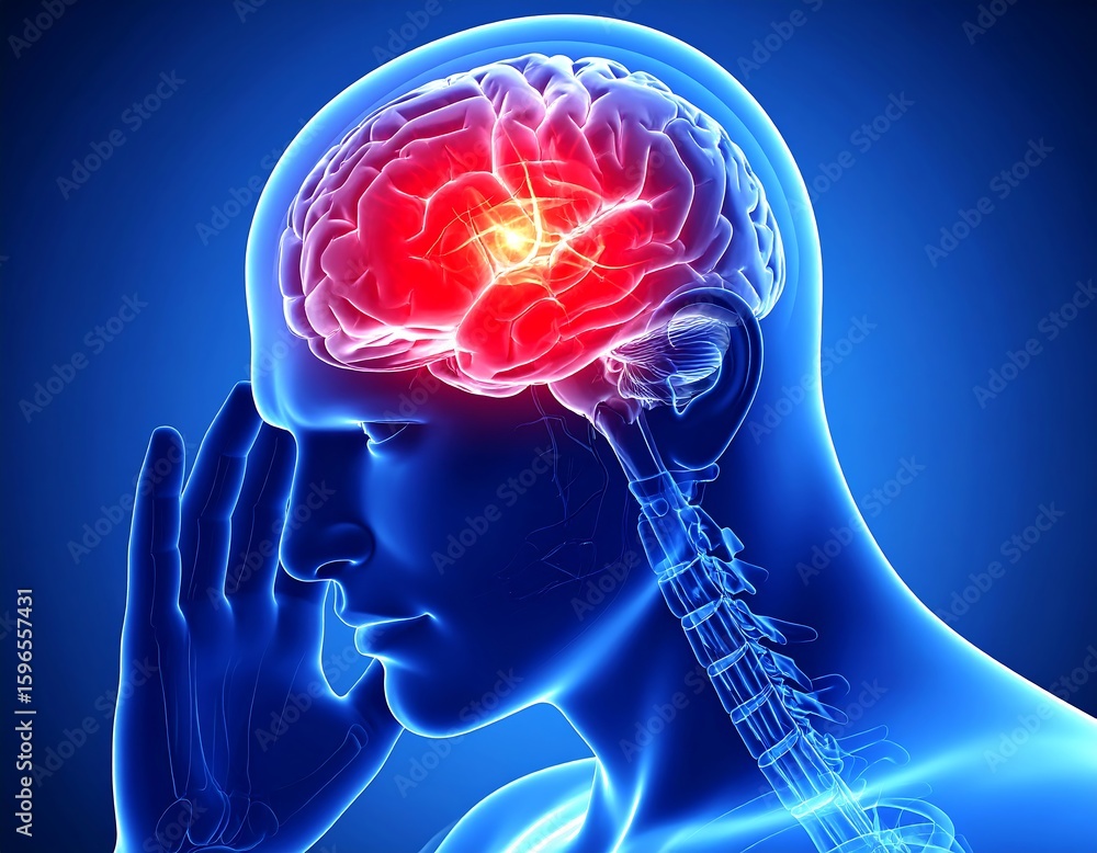 Obraz premium Anatomical illustration of a brain injury