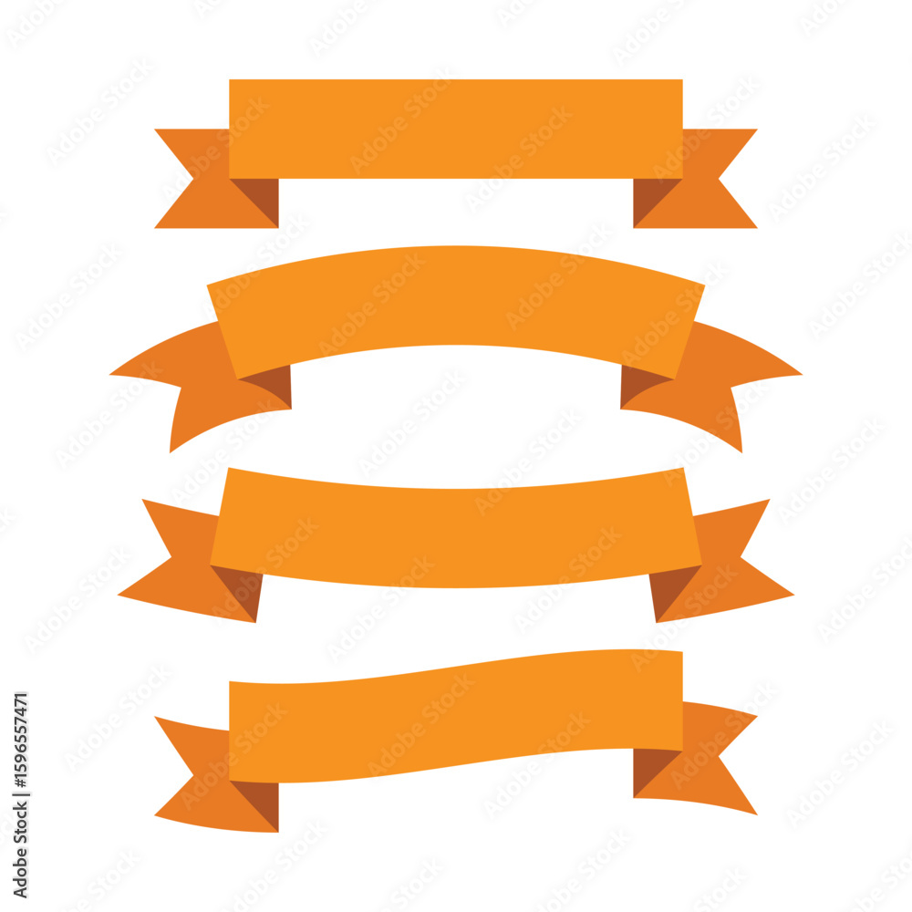 Set of Orange Ribbon Banners Set of Orange Ribbon Banners