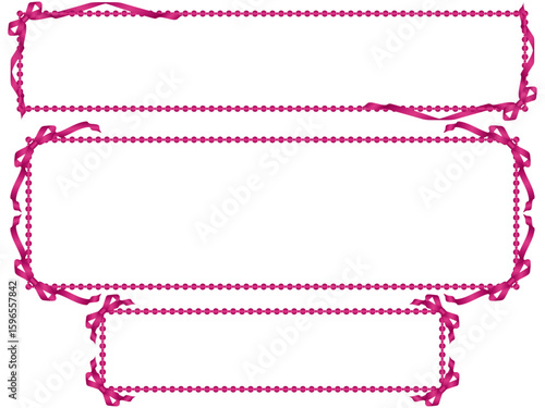 リボン、ビーズF3、m12マゼンタ