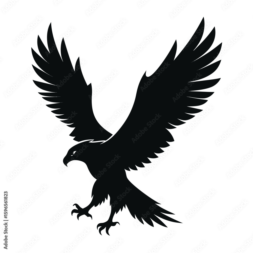 Fototapeta premium Flying Eagle Landing black Vector