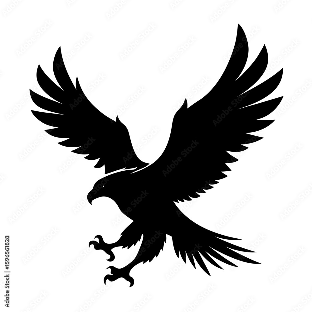 Fototapeta premium Flying Eagle Landing black Vector