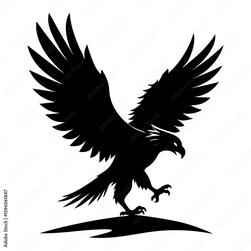 Obraz premium Flying Eagle Landing black Vector