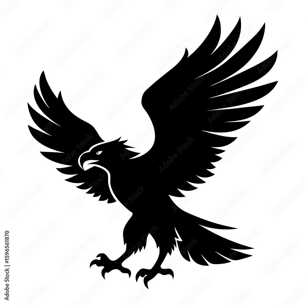 Obraz premium Flying Eagle Landing black Vector