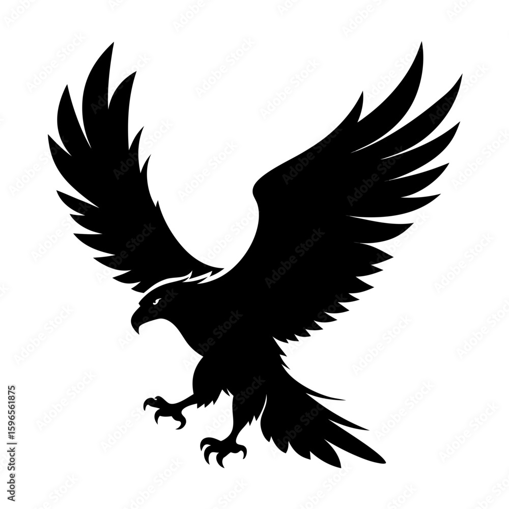 Fototapeta premium Flying Eagle Landing black Vector